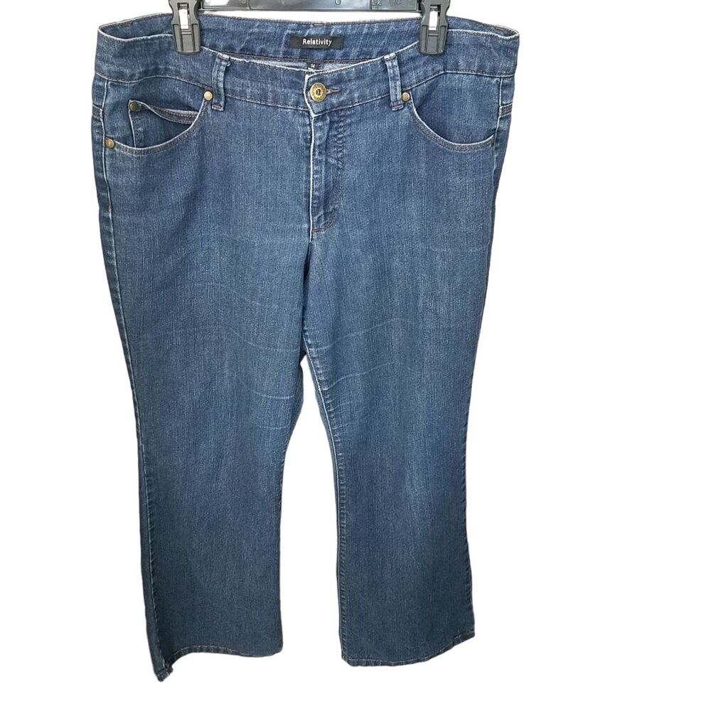 Relativity Womens Size 14 Blue Solid BootCut Jeans